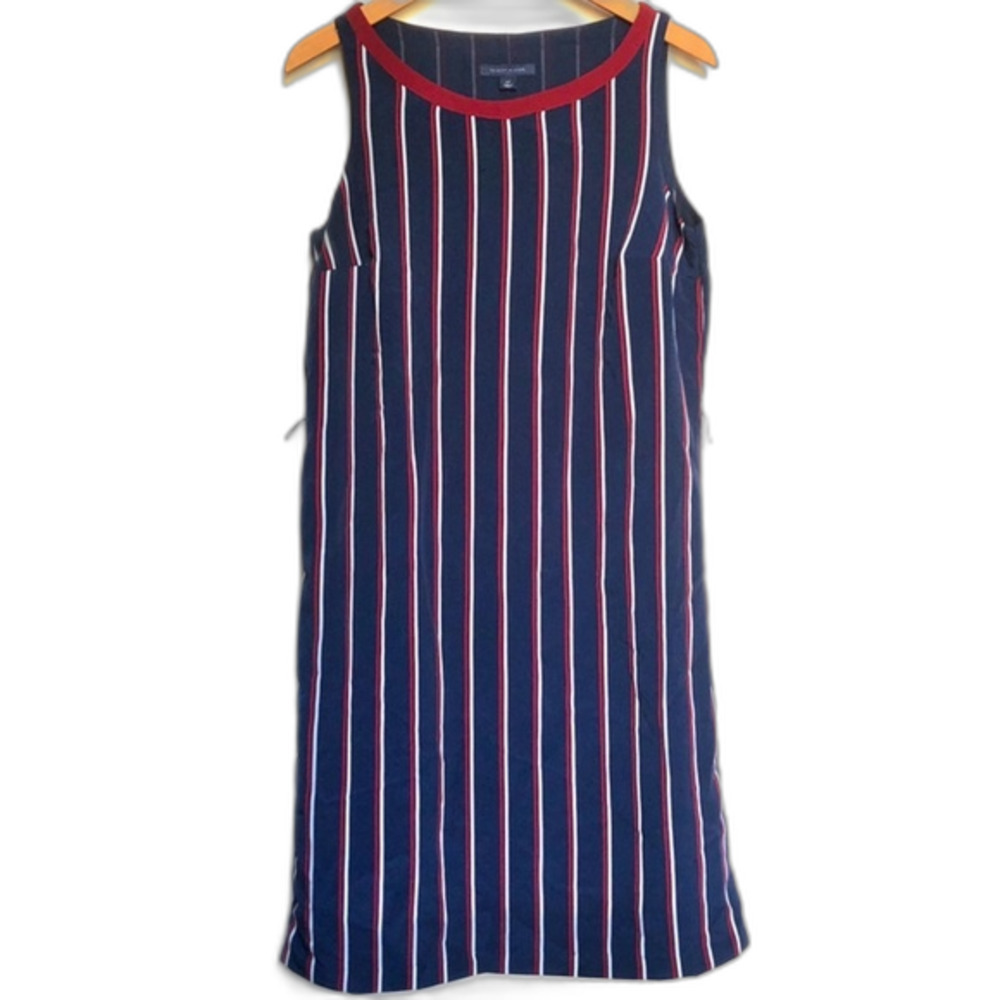 Tommy Hilfiger Red & Navy Striped Nautical Dress Size Small Summer Minimalist